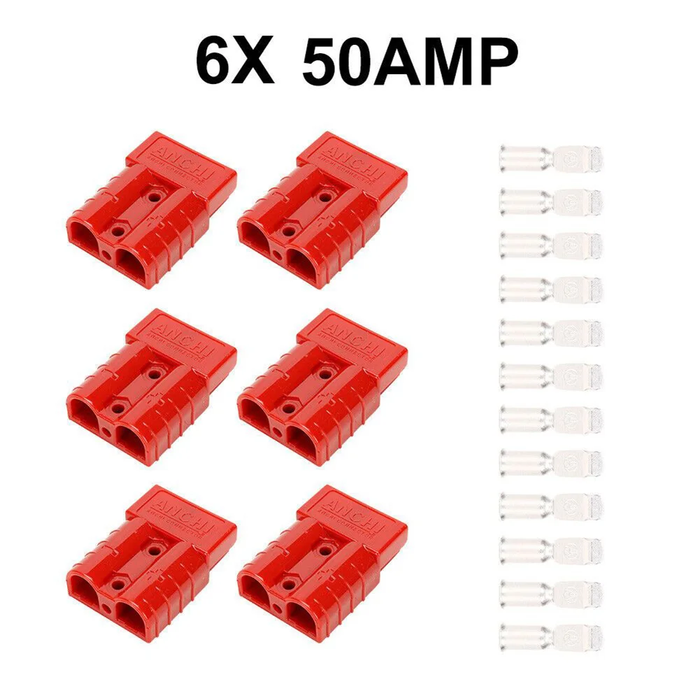 

6pcs For Anderson Plug Connector 50a Caravan Trailer Solar Truck For Anderson Style Plug Connector Forklift Battery Connector