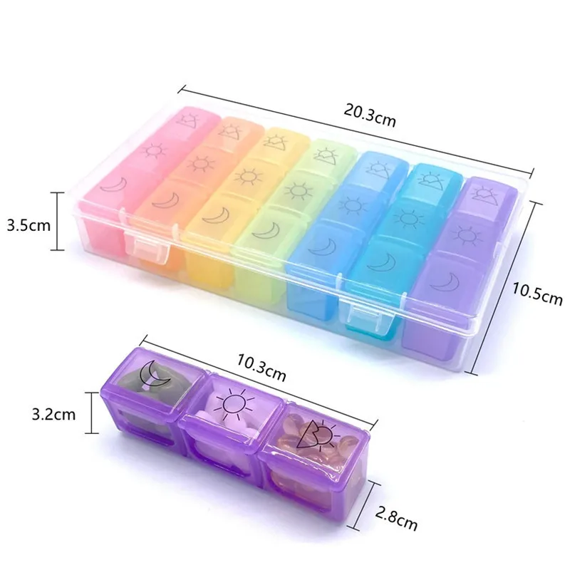 

1Pc 7 Days Medicine Box 21 Grids Weekly Travel Ablet Holder Storage Pill Organizer Container Case Pill Box Splitters Organizer