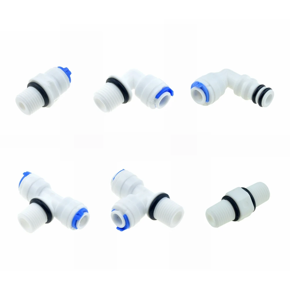 

RO Water Pipe Fitting 1/4 OD Hose 1/8" 1/4" 3/8" BSP Male Thread With Seal Ring Plastic Quick Connector System Water Purifies