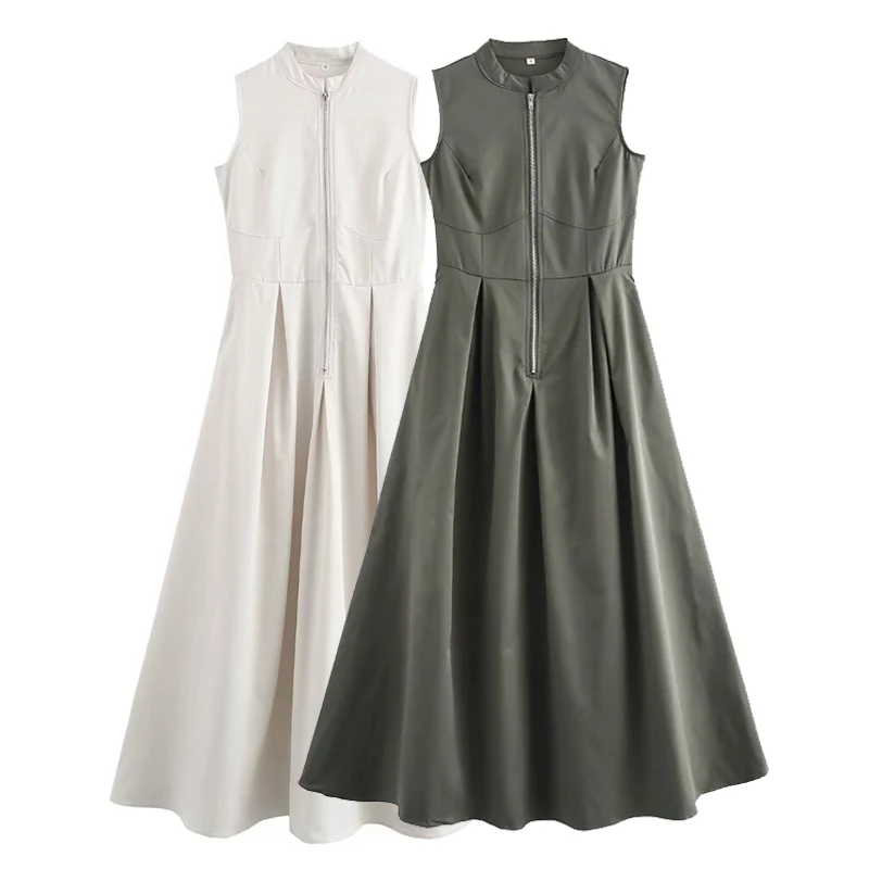 Женское модное однотонное платье Koekop с высоким круглым вырезом без рукавов