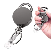 retractable badge reel belt clip document buckle black plated metal telescopic keychain anti lost elastic cable puller holder