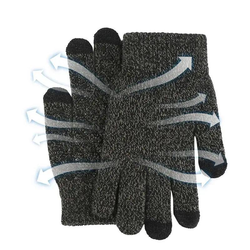 

Knit Gloves Winter Warm Mittens With Elastic Cuff Hand Warmer Touchscreen Mitts For Outdoor Sports Skiing Skating Snowboarding