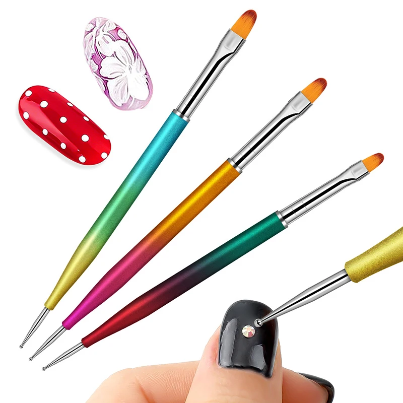 

2 в 1, двусторонняя кисть для дизайна ногтей, 3 шт.