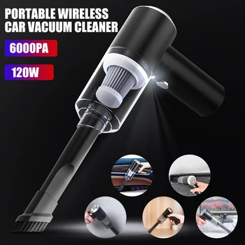 6000pa Portable Wireless Car Vacuum Cleaner Wet & Dry Handheld High Power Super Suction Cleaning Vacuum Cleaner with LED Light