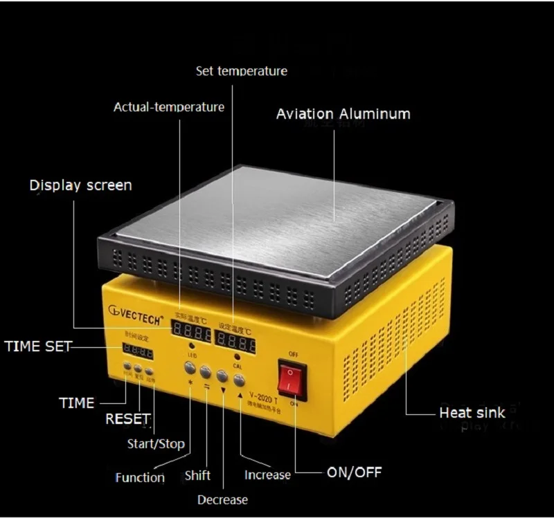 Регулируемая нагревательная платформа 400*400 мм 2600 Вт цифровой дисплей