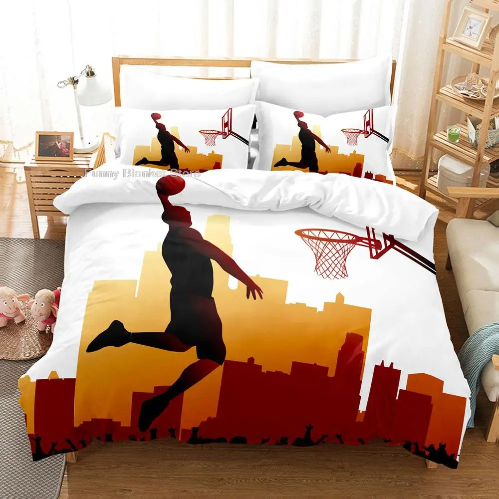 

New Basketball Duvet Cover For Teen Boy Single Queen Soft Bedspread Comforter Cover Zipper Design Bedding Set And Pillowcases