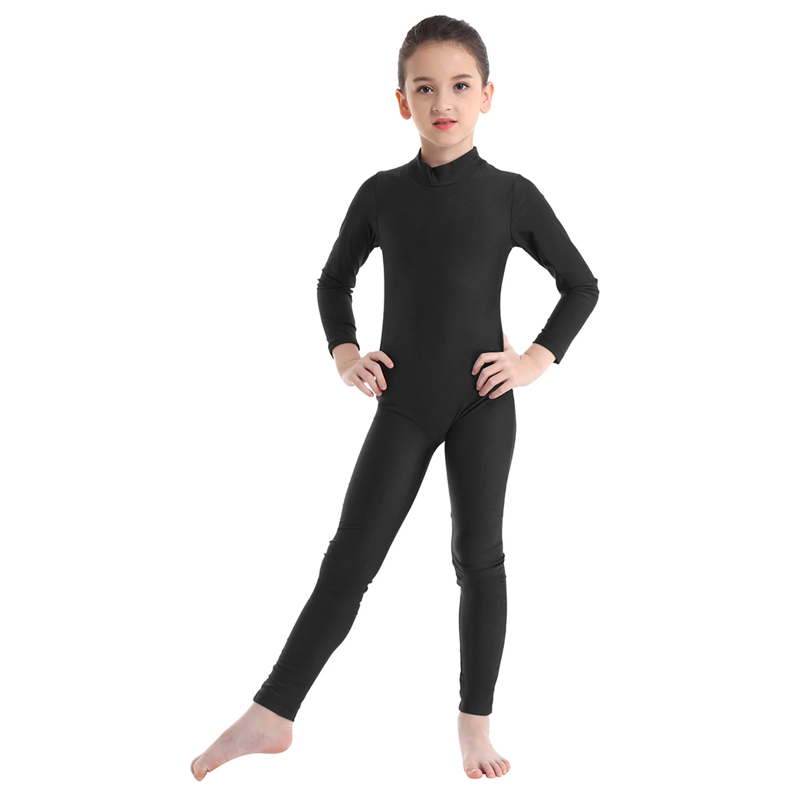 Children Girls Gymnastic Bodysuit Athletic Jumpsuit Full Body Suit Jersey Stretch Body Leotard for Sports Ballet Dance Wear