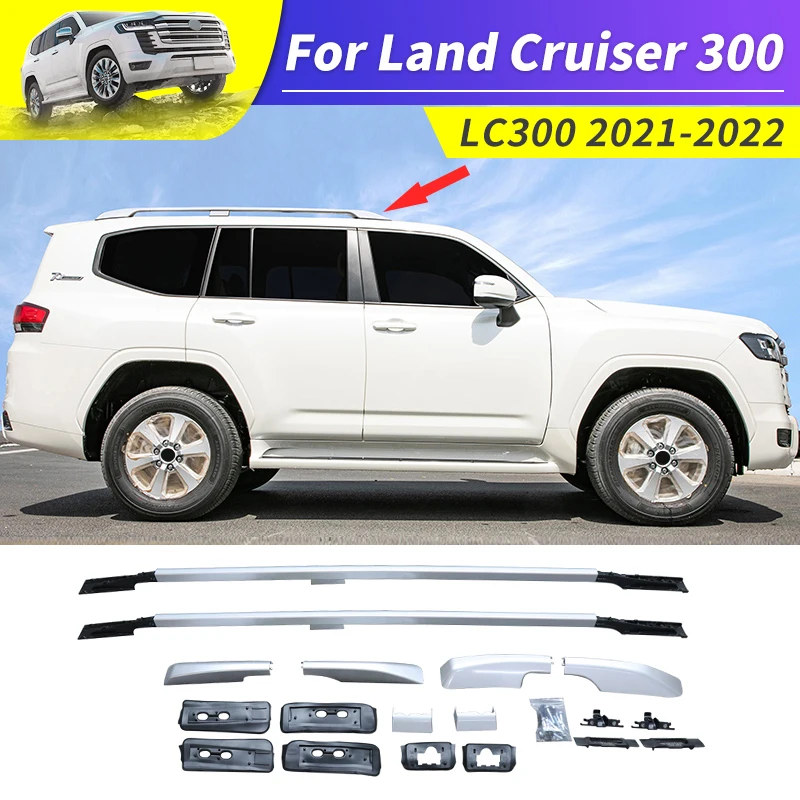 

For Toyota Land Cruiser 300 2022 Rails Bar Luggage Carrier Bars top Cross bar Rack LC300 Exterior Modification Accessories