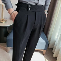 2022 british style autumn new solid business casual suit pants men formal pants high quality slim fit office trousers pantalon