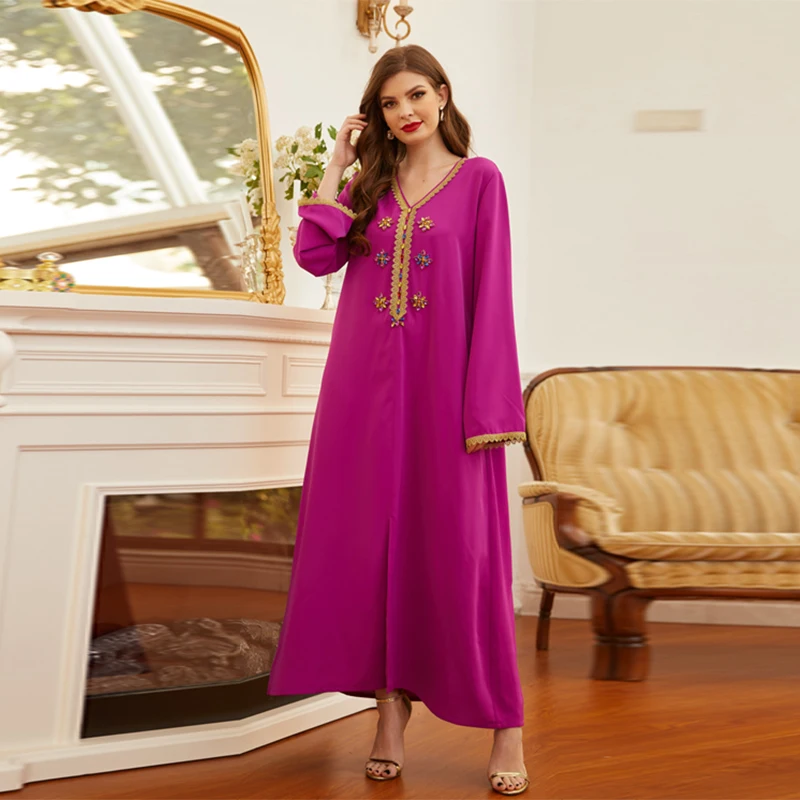 

Eid Mubarak Abaya Dubai Turkey Muslim Fashion Dress Kaftan Islam Clothing Vestido Mujer Robe Longue Musulman Dresses For Women