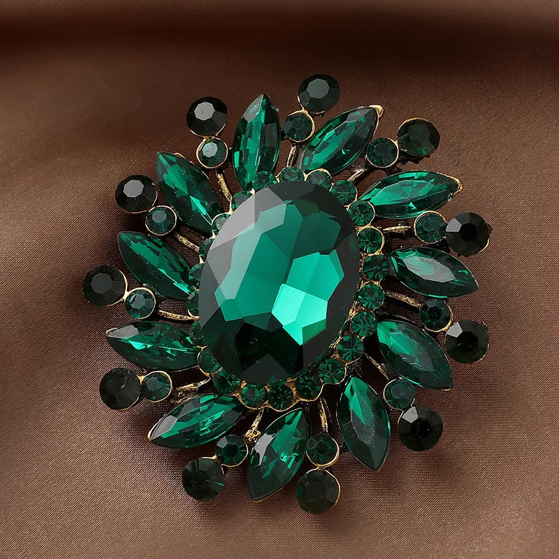 Высококачественная полностью изумрудная брошь со стразами булавка для женщин