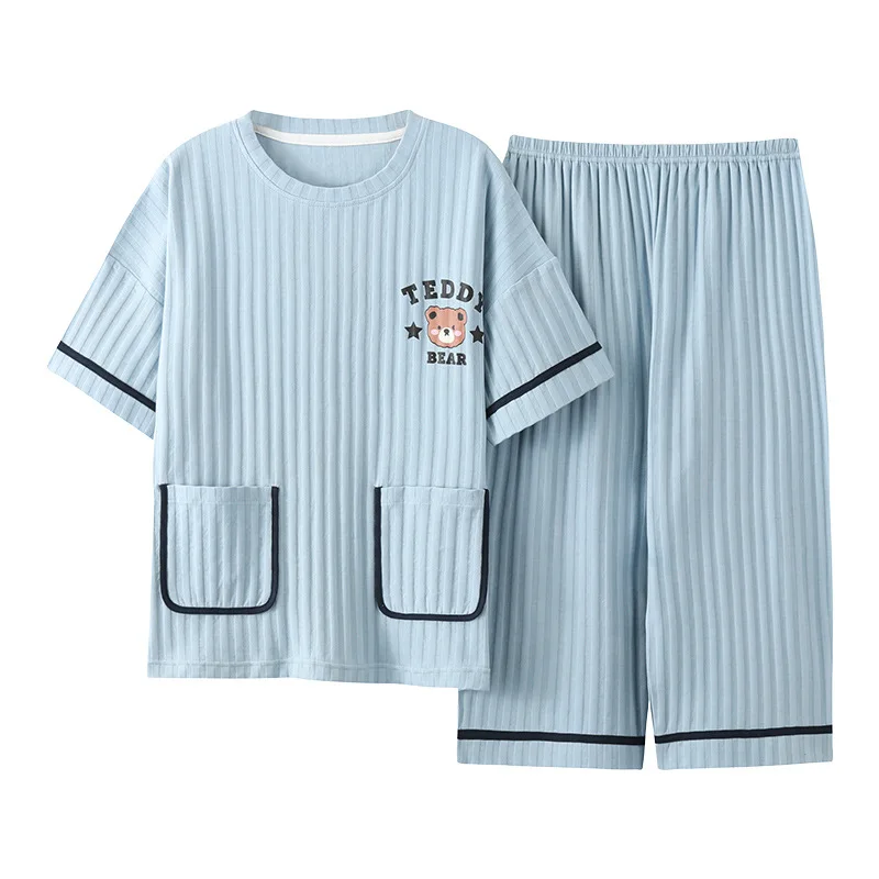 

Женские летние тонкие хлопковые Пижамные комплекты, брюки до щиколотки, топы для сна, комплект из 2 предметов, одежда для сна, бесплатная доставка, домашний костюм, пижама 2022