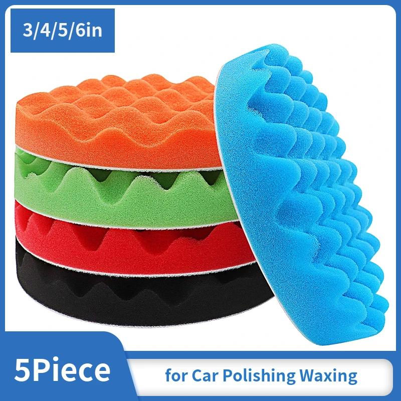 

3/4/5/6Inch Polishing Pads for Drill, Compound Buffing Sponge Pads for Auto Car Polishers,5Pcs for Car Polishing, Sanding,Waxing