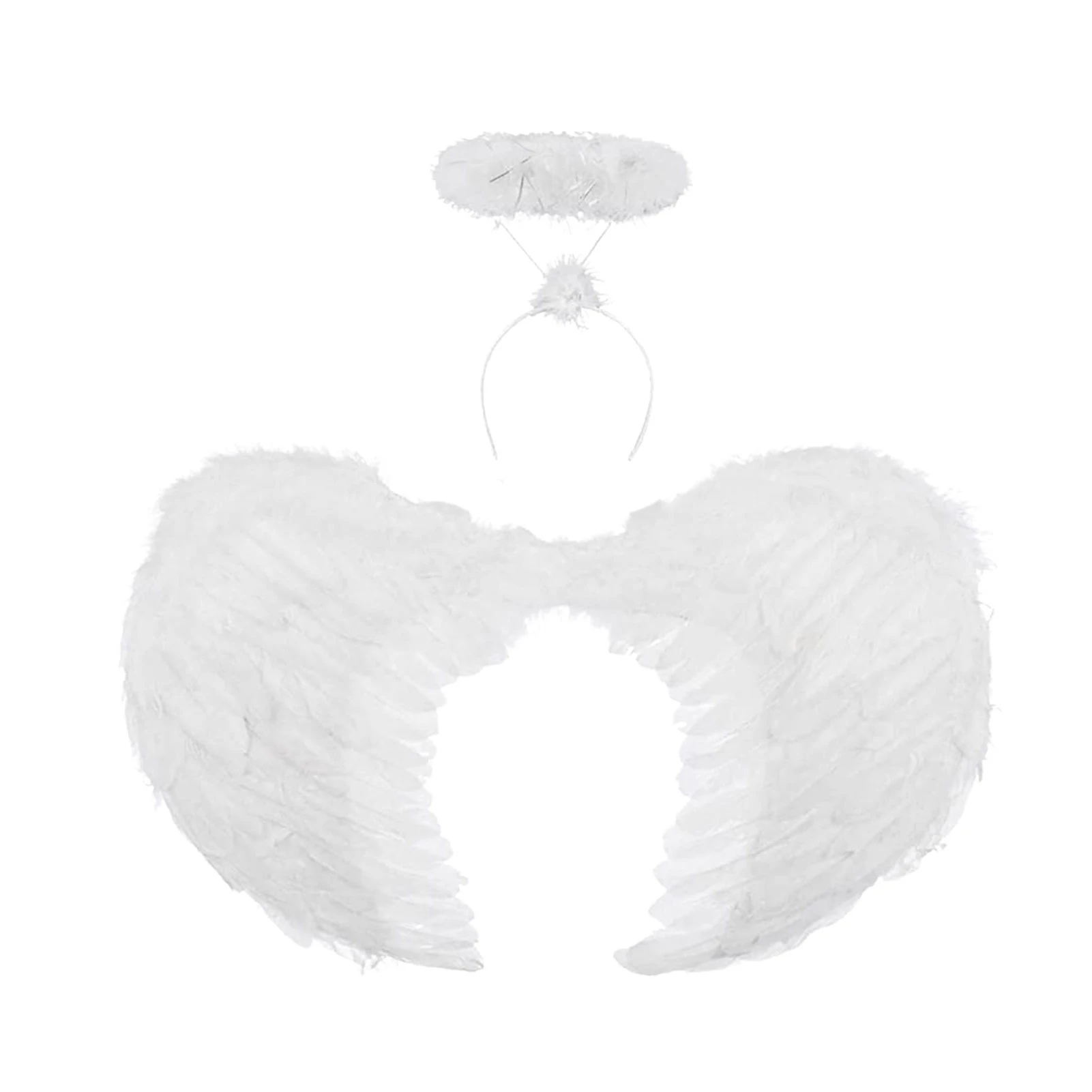 

Fashion White Feather Angel Wings For Dance Party Carnival Cosplay Costume Set Stage Show Masquerade Fancy Dress