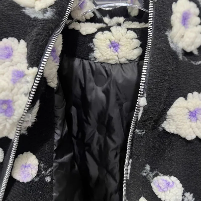 DEAT женское пальто свободные контрастные цвета молния с капюшоном и хлопковой