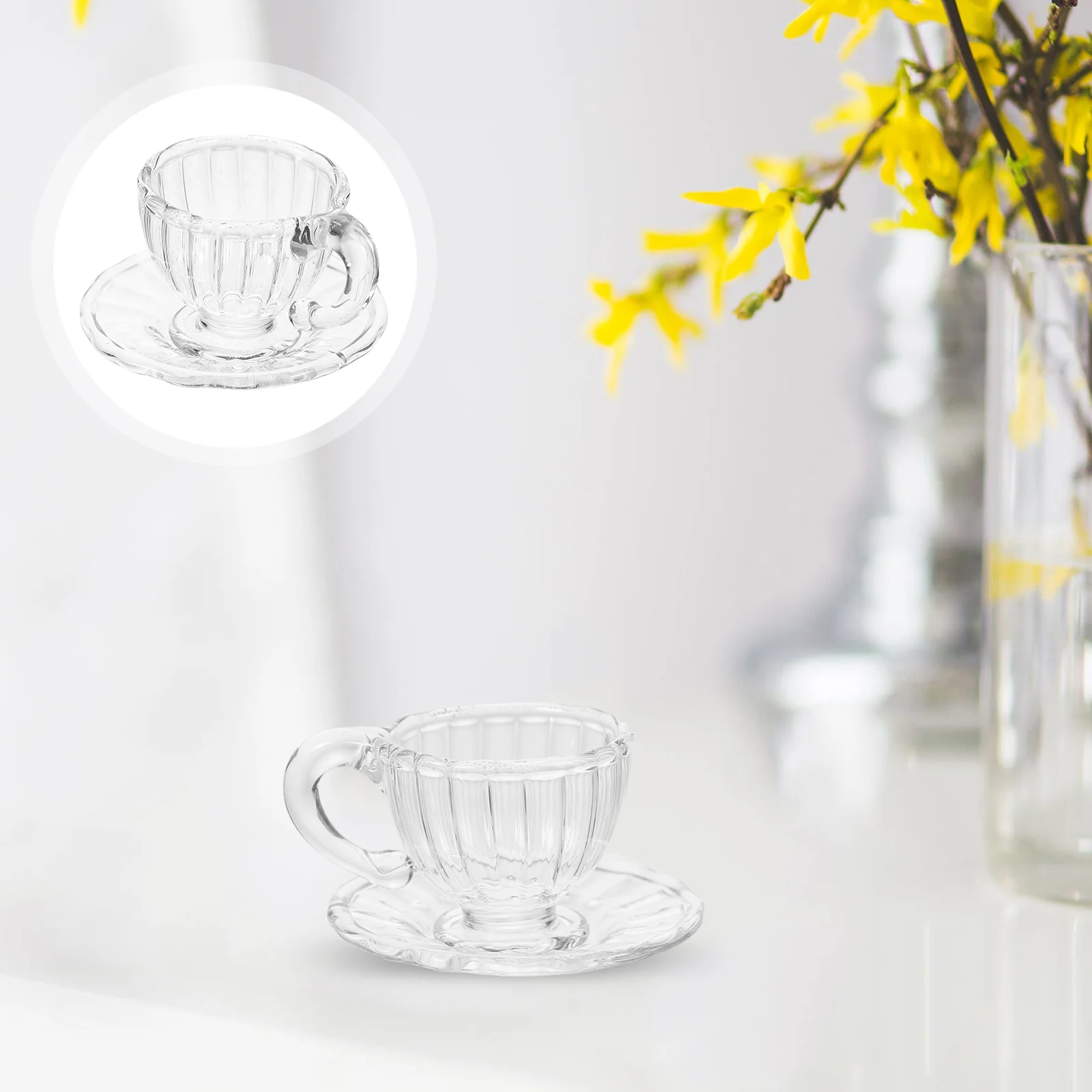 

Кукольные чашки, блюдце, стеклянная кофейная кружка, Миниатюрные аксессуары для кухни, для детей