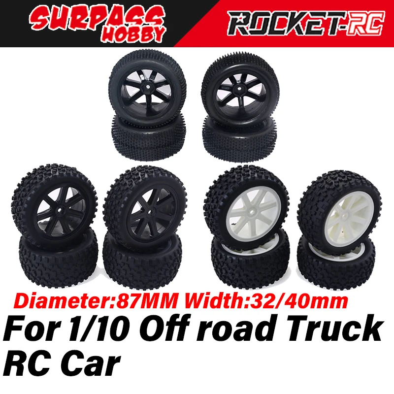 

Surpass Hobby ZD Racing 4Pcs Wheels Tires 85mm Hub Rim 12mm Hex for 1/10 RC Car Off-Road Buggy Truck Wltoys Traxxas Hsp HPI