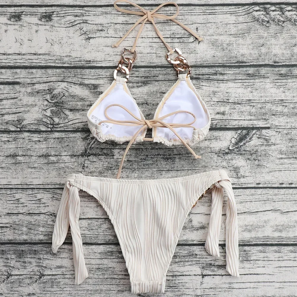 Металлическая цепочка с лямкой на шее микро-стринги комплекты бикини 2025