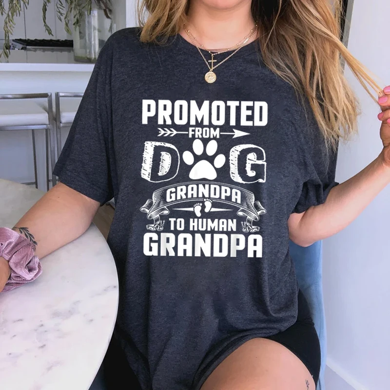 

Promoted Granpa Print T-shirts Dog Footprint Tees Women 2023 Sweatshirt Female Puppy Cartoon Hip Hop Clothes Tops Pet Graphic