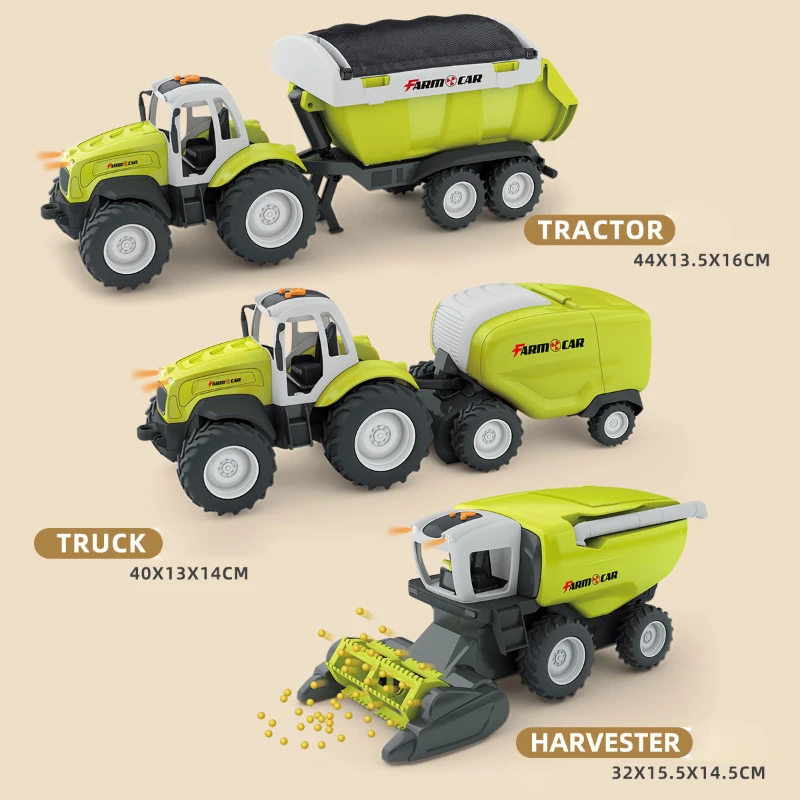 

1: 24 Electric Farmer Harvester Agricultural Grass Clipper Tractor Simulation Farmer Toy Set Sound And Light Removable