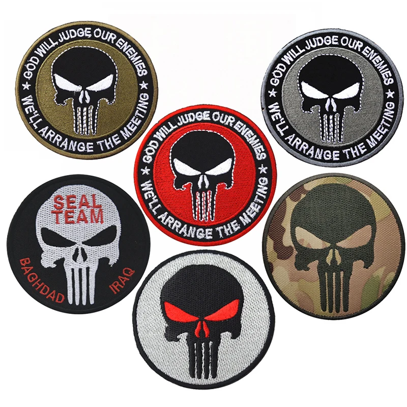 

PUNISH SKULL PATCH Embroidery Decorative Patches Military Tactical Badge Hook & Loop Uniform Patch for Clothing Backpack