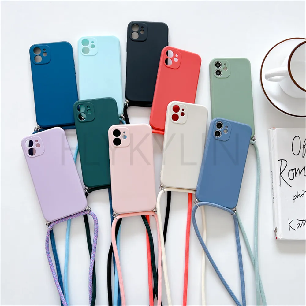 necklace lanyard soft silicone case for xiaomi 11 lite poco x3 pro nfc redmi note 10 8 9 pro 9s 8t 8 7 10s 9s 9t 9a phone cover free global shipping