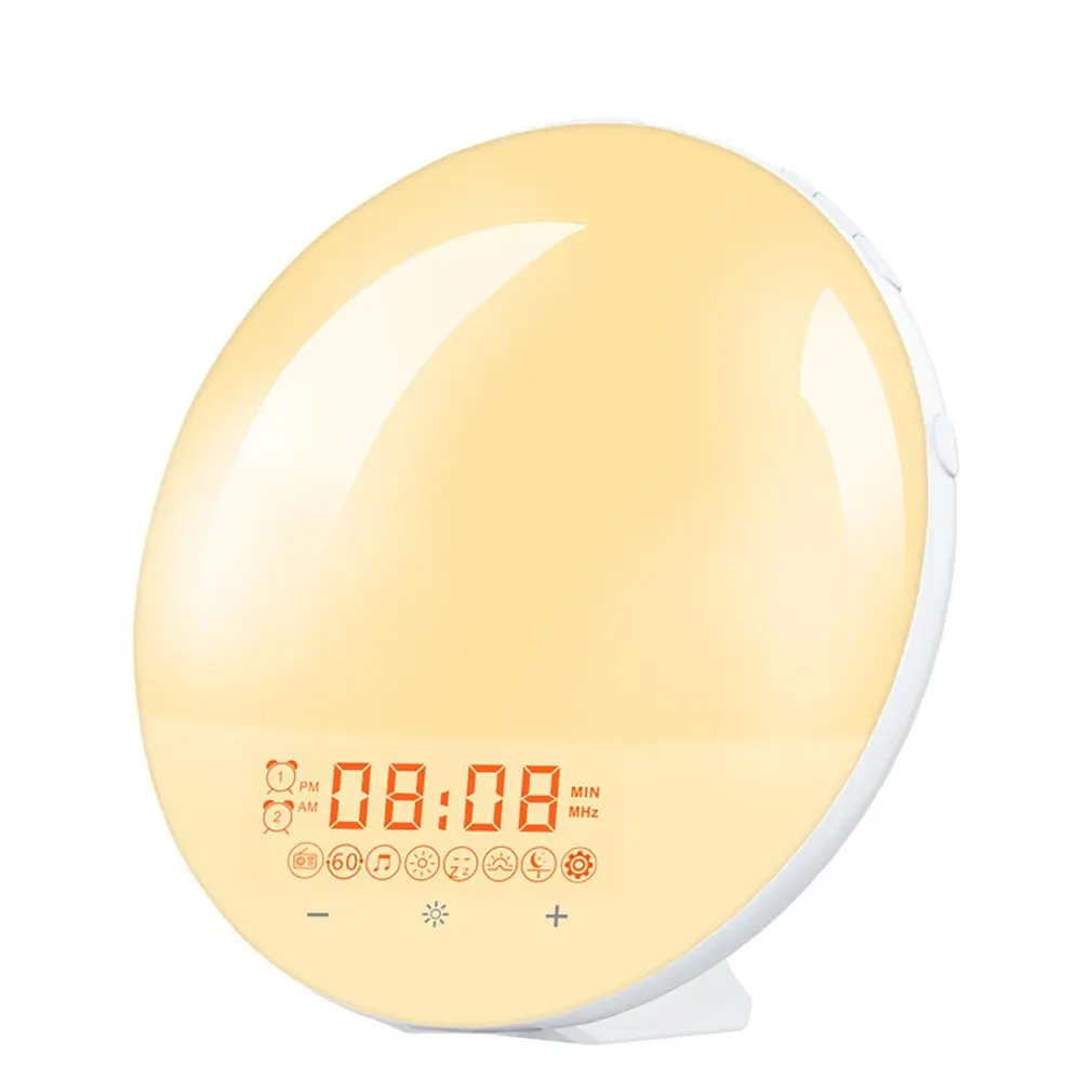 New Clock Alarm Sunrise / Sunset Smart Wake-up Light Simulate Dual Snooze Function 7 Colors Natural Sounds LED Ambient Lights