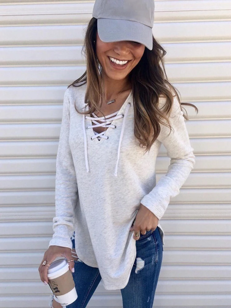 

Женская Однотонная футболка с V-образным вырезом, на бретелях