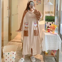 new coral velvet pajamas womens autumn and winter one piece nightdress flannel thickened lovely trouser skirt