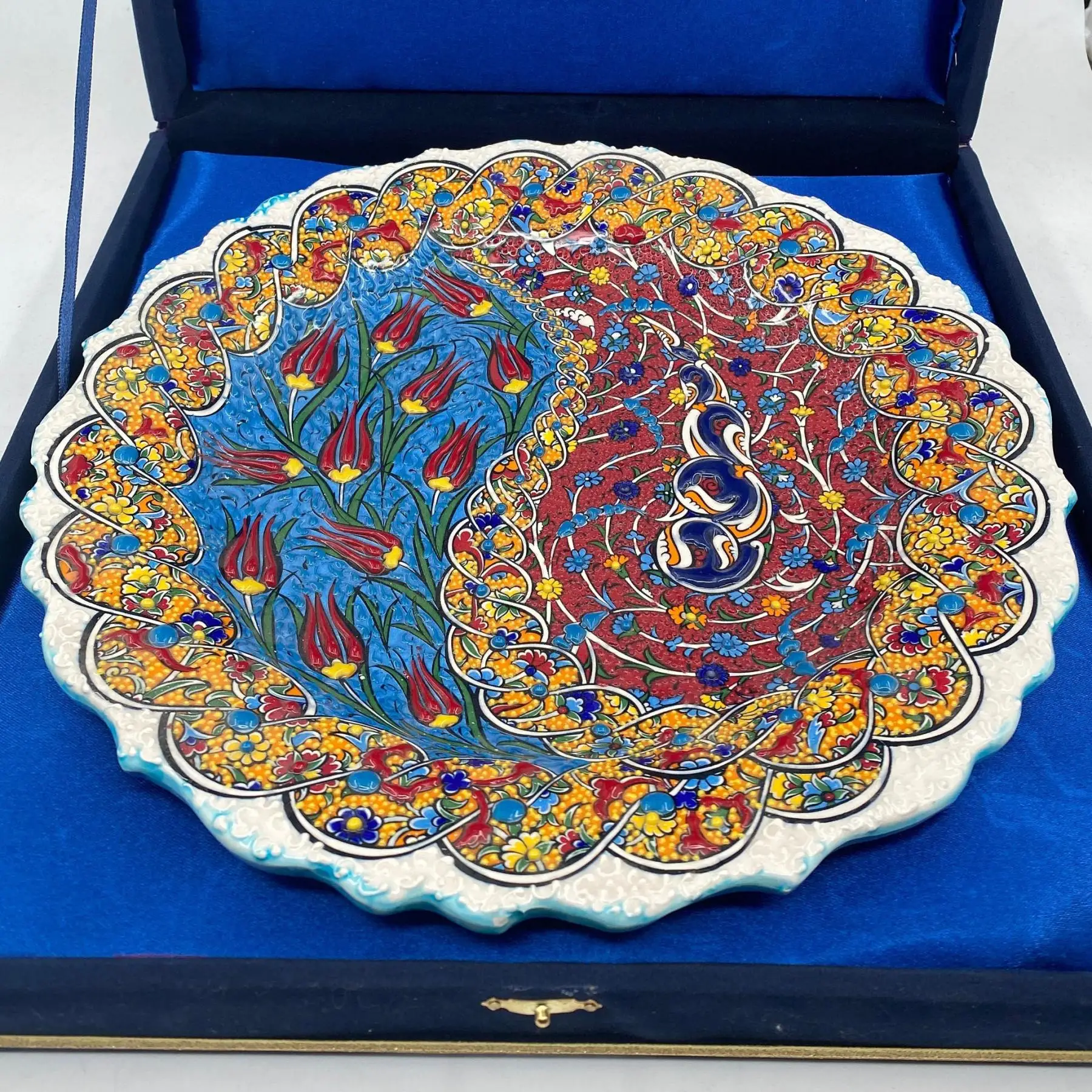 

Английская ручная роспись настенная фотопластина 12 дюймов тюльпан Изобразительное искусство Kutahya керамическая пластина с подставкой, барх...