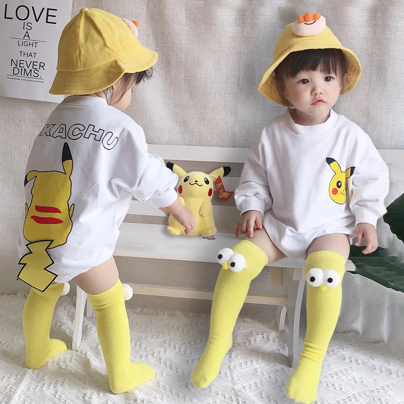 

Новый детский комбинезон в стиле японского аниме с изображением покемона Пикачу каваи с длинными рукавами в виде треугольника милый и удоб...