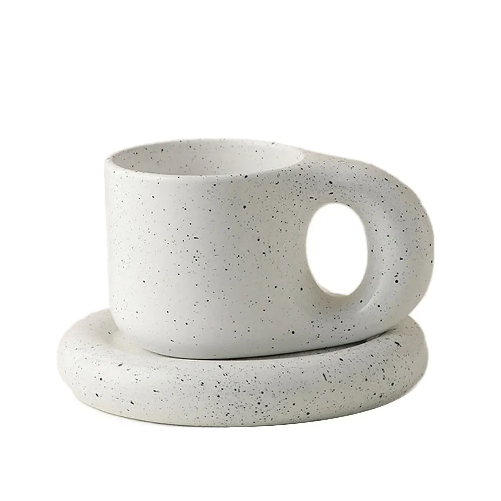 

Creative Ceramic Espresso Mugs Coffee Cups Funny Drinkware Original Mug for Tea Large Saucer Set for Home Kitchen Cup