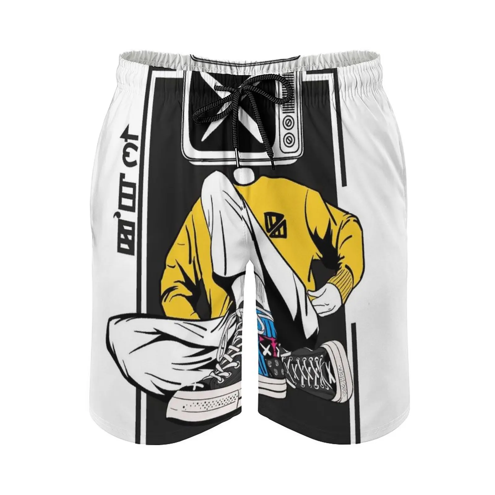 

Tv Head Punk Man Men's Beach Shorts Board Shorts Bermuda Surfing Swim Shorts Tv Head Punk Men Meitei Kok Beach Shorts
