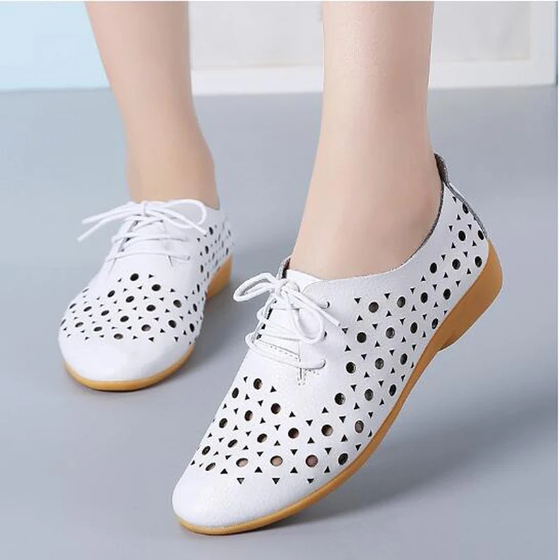 

Туфли женские кожаные с острым носком, дышащие лоферы, плоская подошва, однотонные, мягкая подошва, белые, C366