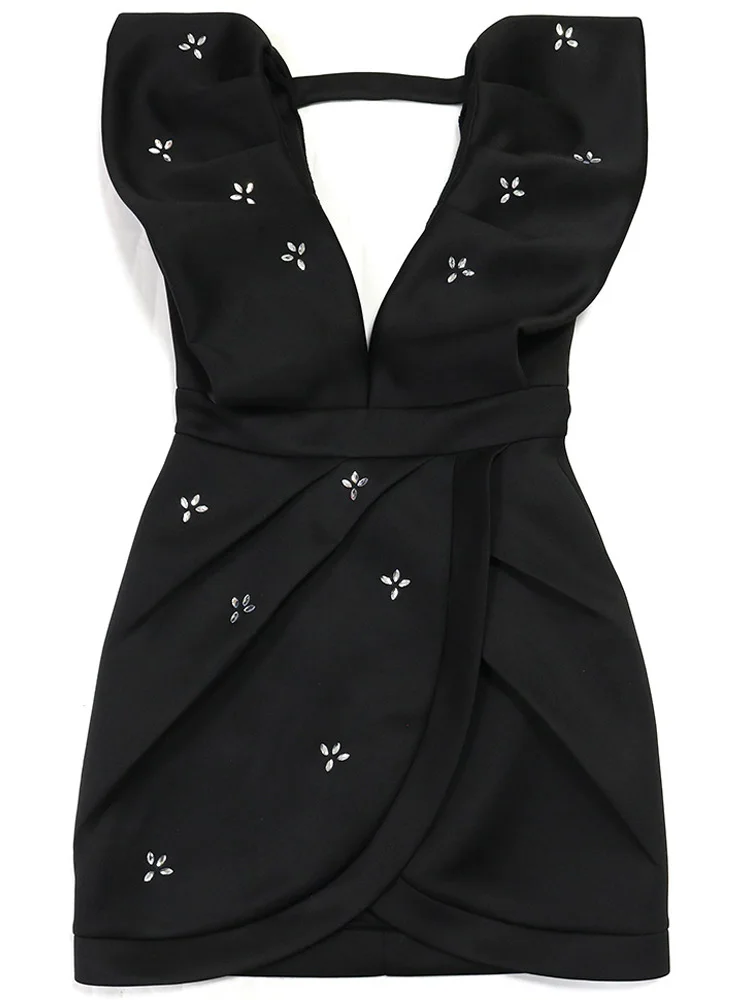 Bonnie Forest Элегантное белое мини-платье со стразами и рюшами женское короткое