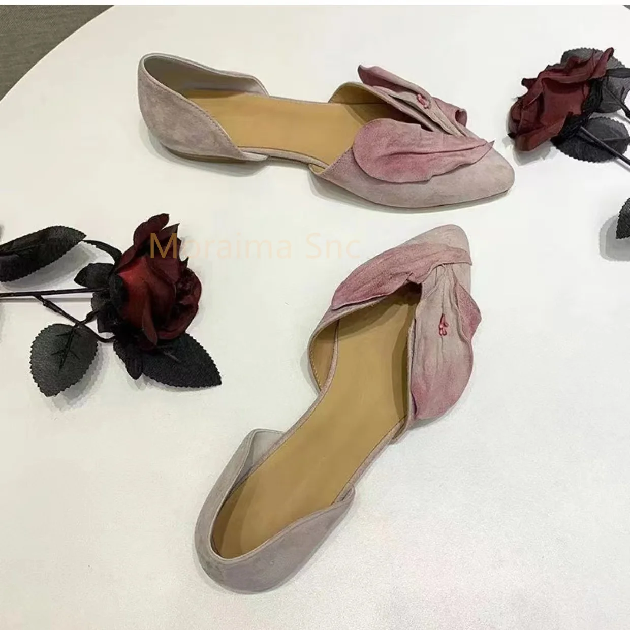 Niche Retro Flats Women Shoes 2023 Spring New French Sandals All-Match Slip On Petal Mary Jane Shoes Lady Daily Work Shoes