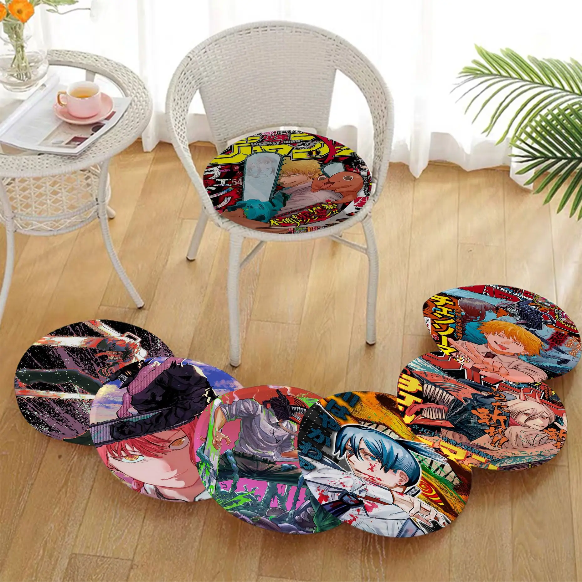 

Anime Chainsaw Man Round Dining Chair Cushion Circular Decoration Seat For Office Desk Buttocks Pad