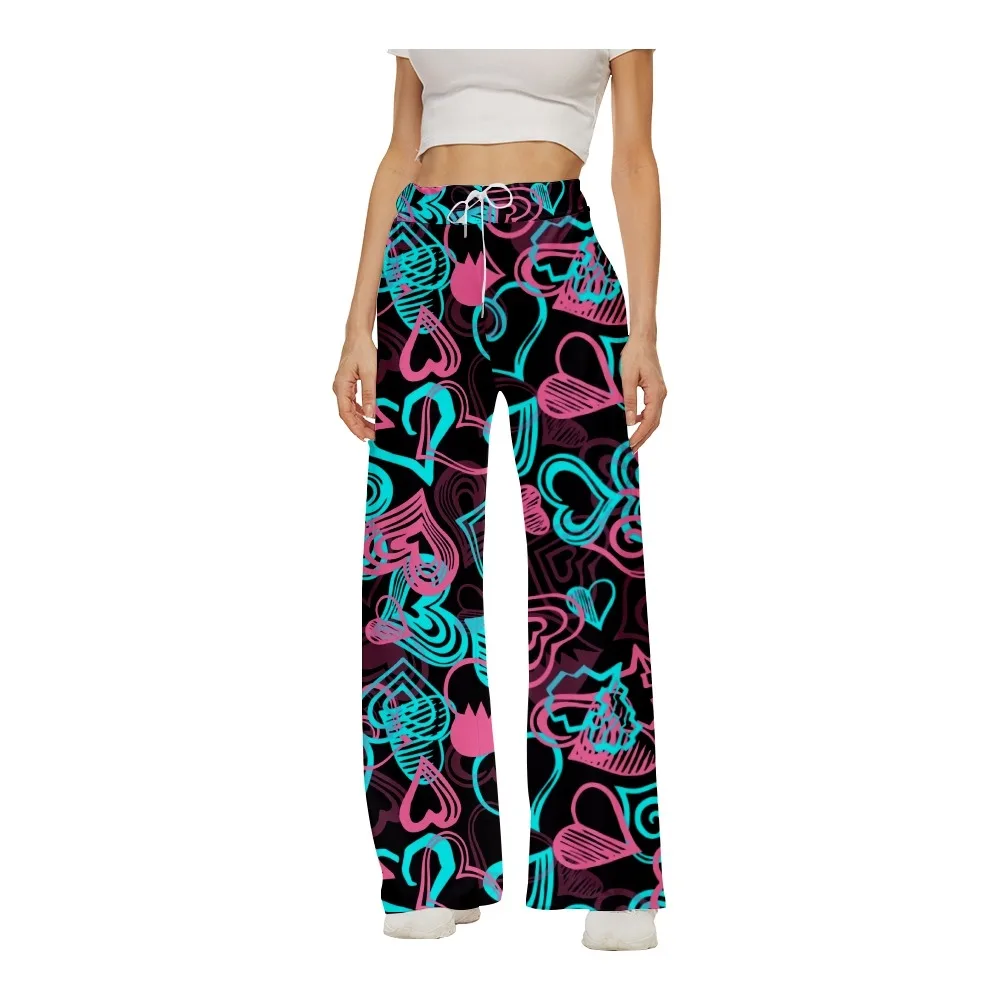 

Women Bottoms Love Printed Sweatpants Wide Leg Pants Trousers High Waist Women Casual Female Trousers Streetwear