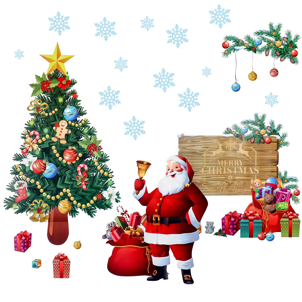 

1 Pc Xmas Window Decor Static Cling Stickers Removable Christmas Stickers Merry Christmas Wall Sticker Xmas Decor
