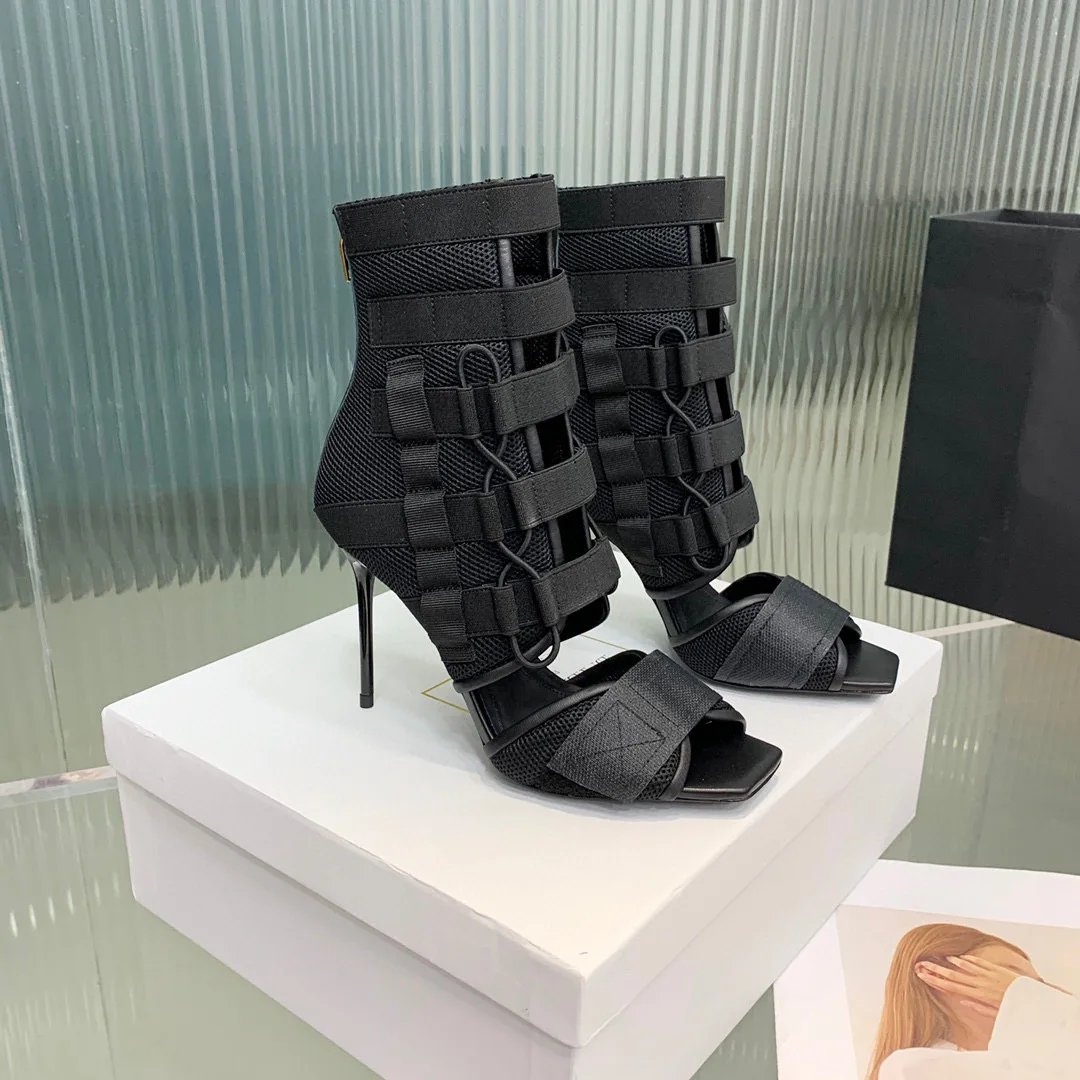 

2023 Summer New Women's Shoes European and American Fashion Sexy High Heels shoes with leaky toes on the net surface boot