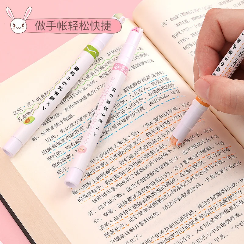 6pcs Curve Wave Line Art Marker Pens Set Color Love Star Cloud Point Stamp Liner Highlighter Pen for Drawing Diary School |