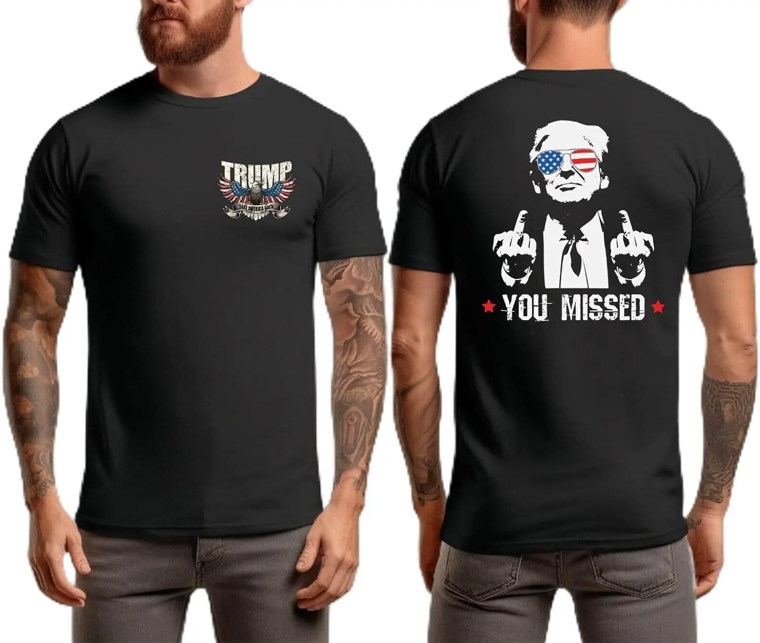 Футболка Trump 2024 дизайн You Missed с флагом США