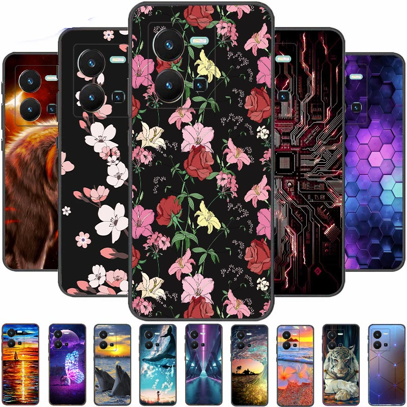 

Case For Vivo Y35 2022 Cover Soft TPU Cartoon Cute Coque Painting Fundas Bumper Shell Back Colorful Phone