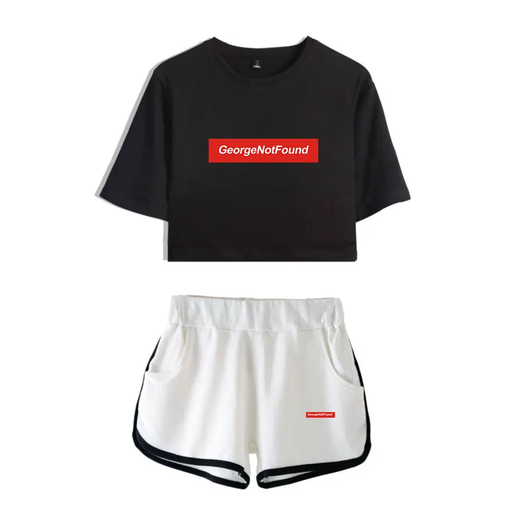 

Georgenotfound Merch Tops Womens Two Piece Set Shorts+Lovely T-Shirt Harajuku Streetwear Girl Sets