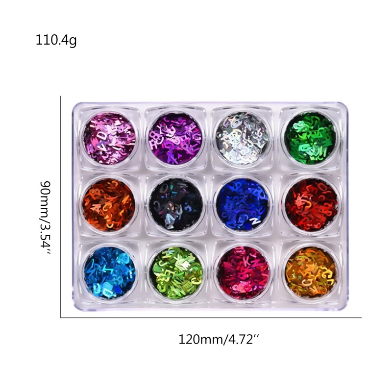 124A 12 Color Colorful Flakes Glitter Sticker Decals Halloween Christmas Nail Letter Sequins for DIY Resin Crafting |