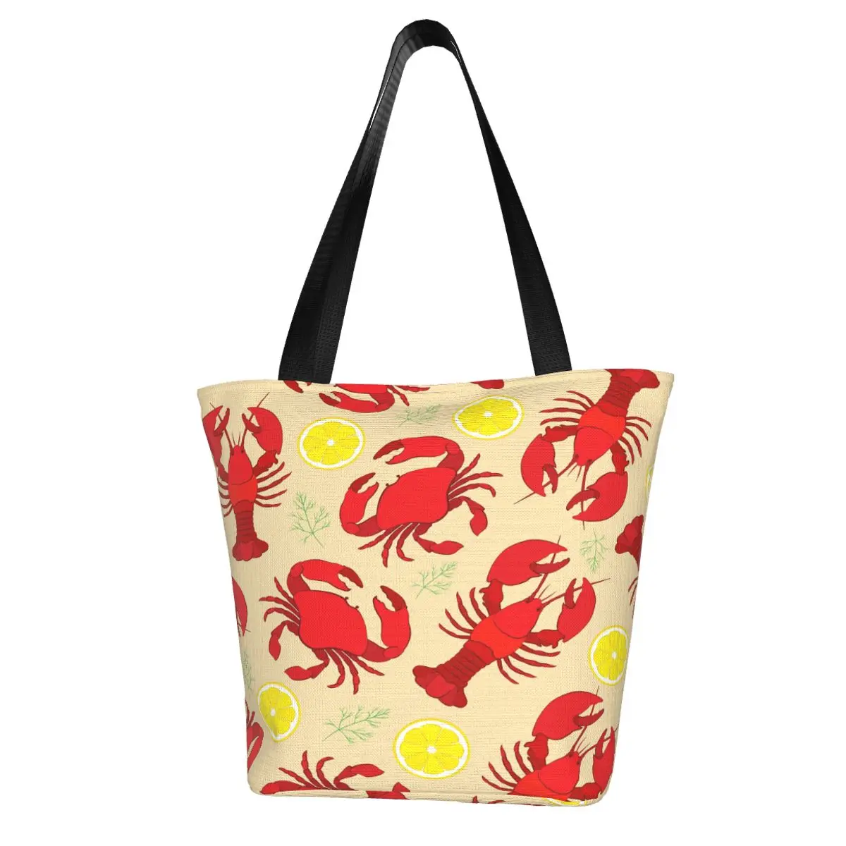 

Women Shoulder Bag Lobster And Crab With Lemon And Dill Ladies Shopping Bag Grocery Handbag Tote Bag for Girls