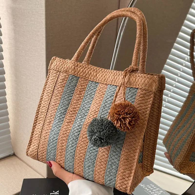 

2023 Designer Beach Straw Bag High Quality Brand Handbag Women Summer Raffia Woven Travel Tote Bags Ins Chic Bucket Pack