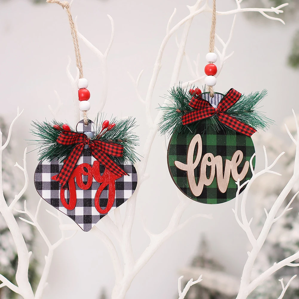

Christmas Pendant Gift Christmas Cartoon 3D Wooden Ornaments Wooden Craft Xmas Tree Pendants New Year Party Decorations