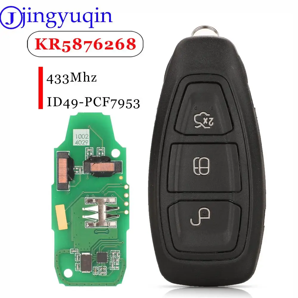 

Jingyuqin 3 кнопочный умный телефон 434 МГц ID49 pcf7953 KR5876268 для Ford Grand C-Max Focus Kuga Fiesta 2016 +