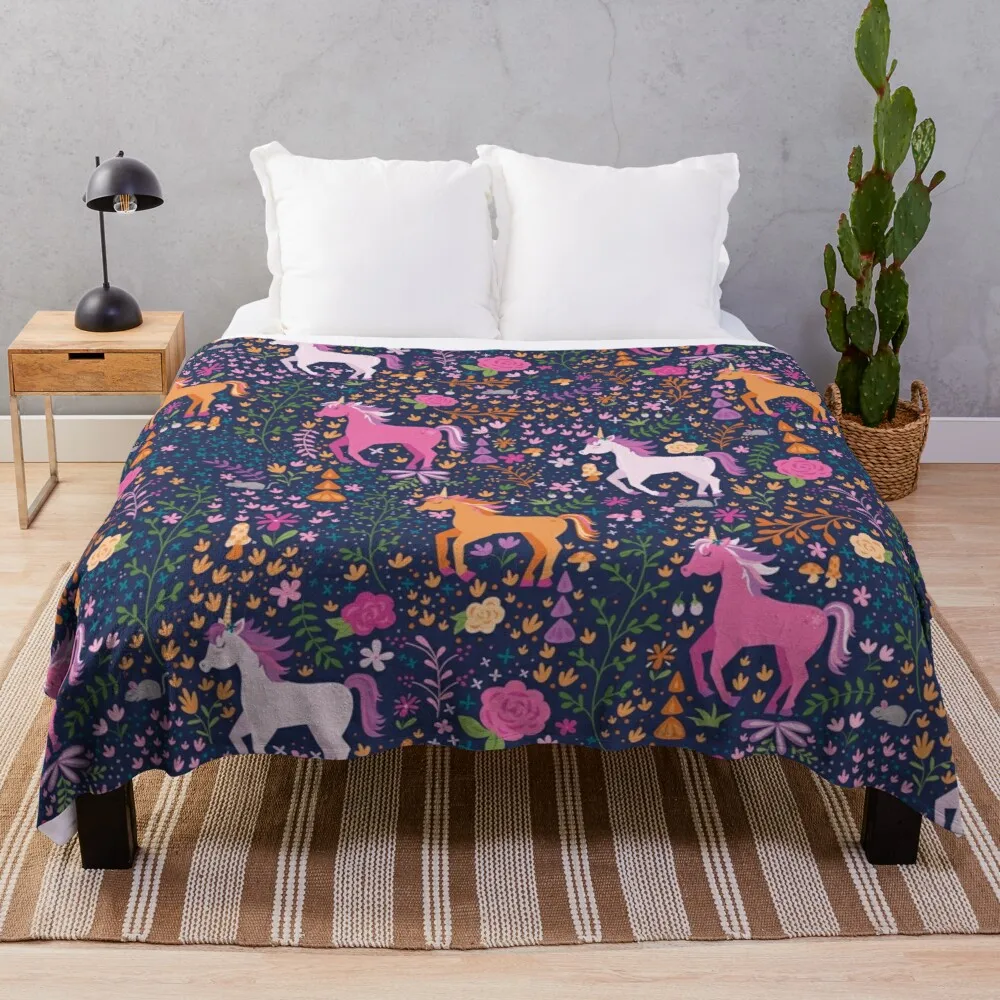 

Unicorns in the Flower Garden Throw Blanket Fur Blanket